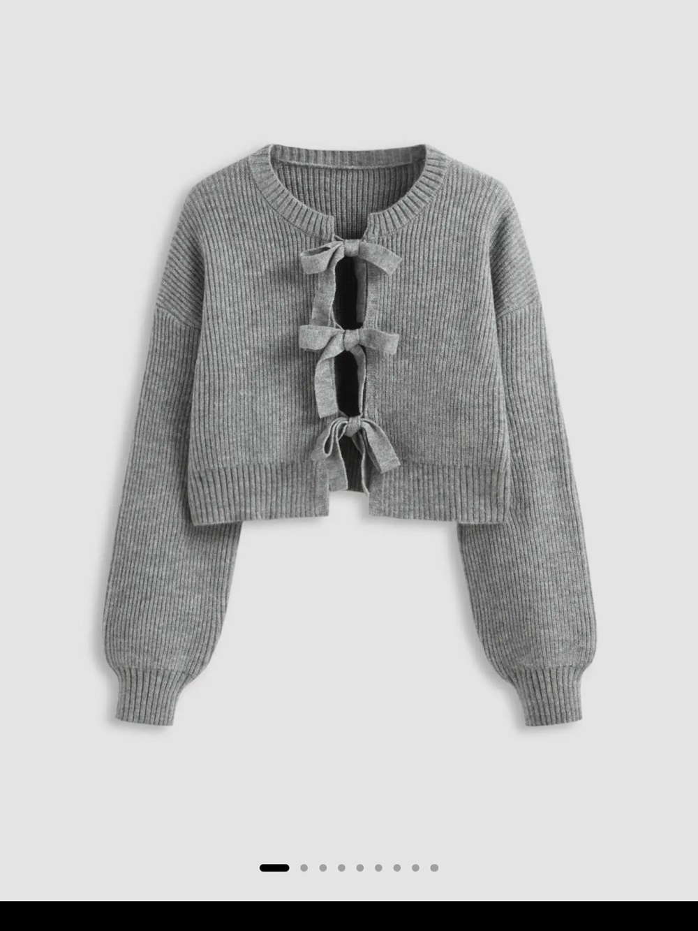 Cider Gray Bow-Tie Crop Cardigan - Gem